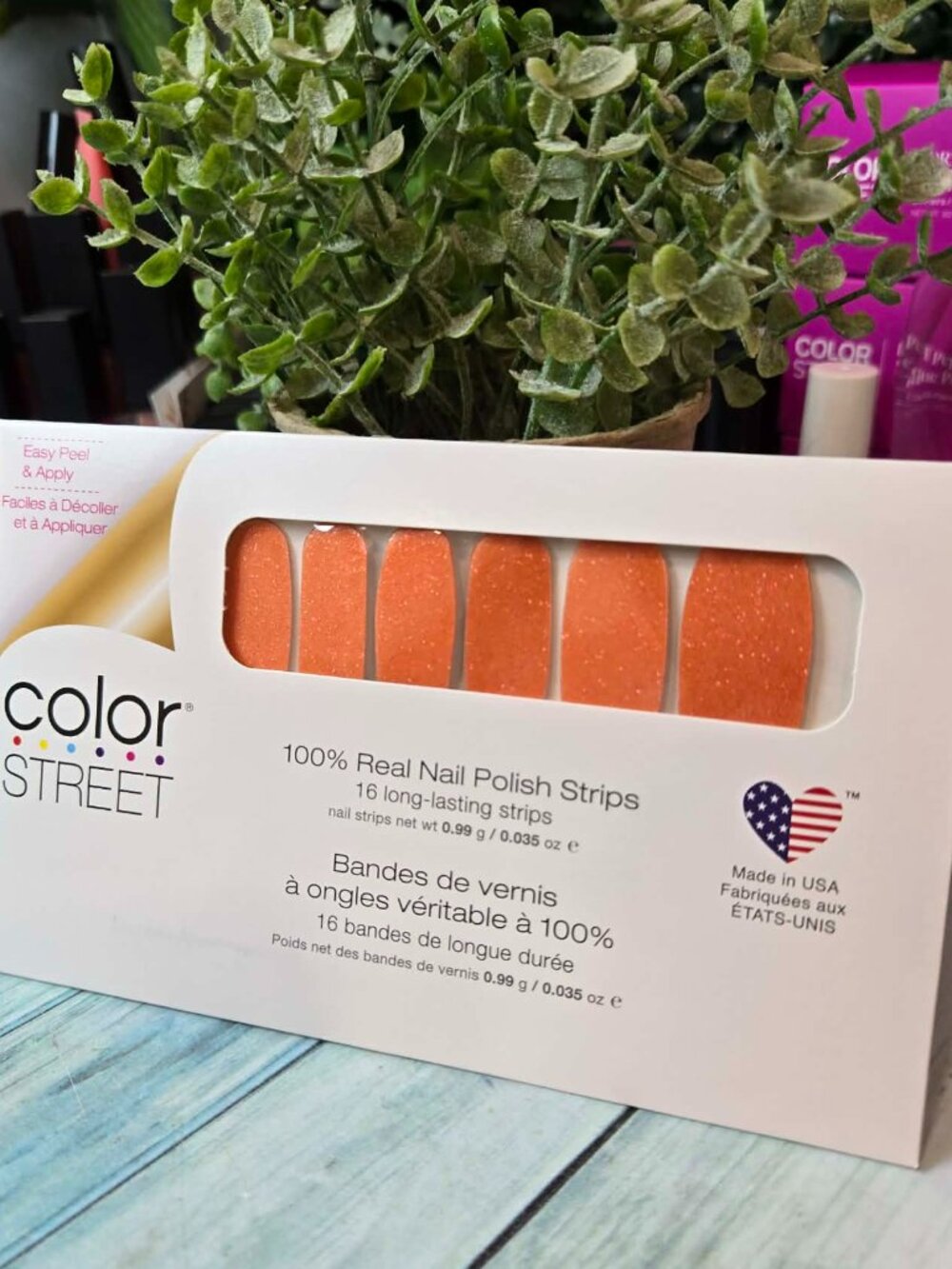 Color Street Orange Glitter Press On Nail Design
